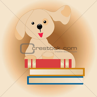 puppy and books