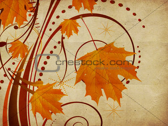Autumn ornament with maple leaves