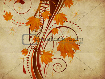 Autumn ornament with maple leaves