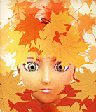 Girl in autumn leaves