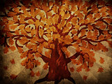 Grunge autumn oak tree