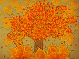 Paper with autumn tree