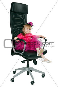 little girl in an office chair black