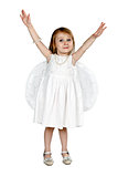 little girl with angel wings in the studio