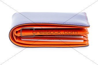 blue and orange  leather wallet