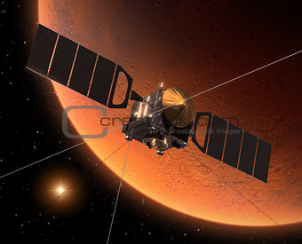 Spacecraft "Mars Express" Orbiting Mars.