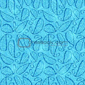 Light Blue Leaf Seamless Background