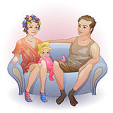Family sitting on the sofa