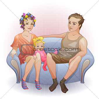 Family sitting on the sofa