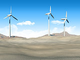 Wind turbines in a desert