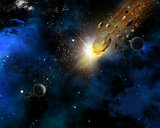 Space scene background with meteorites
