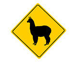Alpaca warning sign