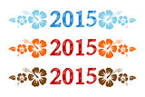 Vector colorful aloha 2015 text with hibiscus 