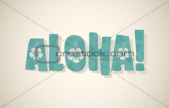Vector aloha word in retro colors  