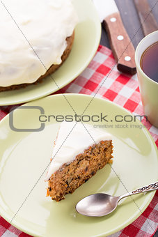 Carrot cake with nuts and cinnamon