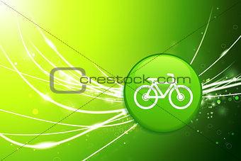 Bicycle Button on Green Abstract Light Background