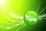 Car Button on Green Abstract Light Background