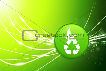 Recycle Button on Green Abstract Light Background