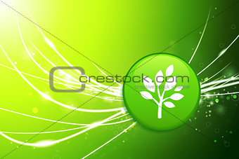 Tree Button on Green Abstract Light Background