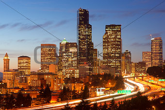 Interstate 5 & Seattle America Stock Photo