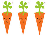Beautiful cartoon Carrots set isolated on white