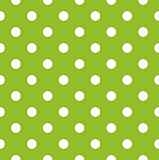 Seamless green pattern with white dots