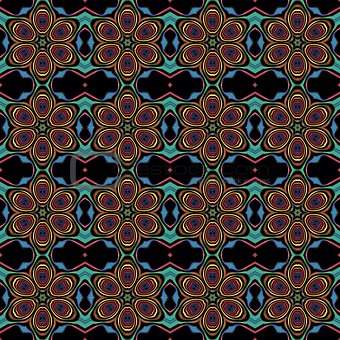 Seamless fractal pattern with decorative flowers