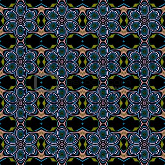 Seamless fractal pattern with decorative flowers