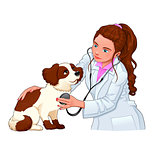 Veterinary with dog.