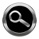 magnifier icon silver, isolated on white background