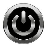 Power icon silver, isolated on white background