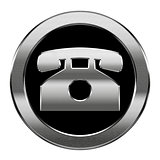 phone icon silver, isolated on white background.