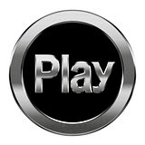 Play icon silver, isolated on white background