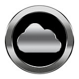 Cloud icon silver, isolated on white background.