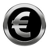 Euro icon silver, isolated on white background