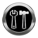 Tools icon silver, isolated on white background.