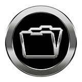 Folder icon silver, isolated on white background