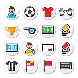 Soccer or football vector round icons set