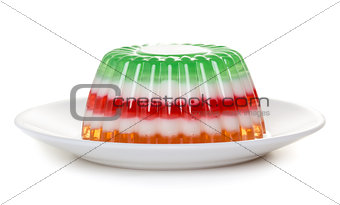 Fruit and milk jelly on plate