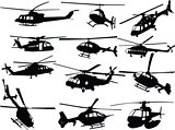 big collection of helicopters - vector