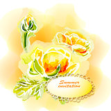 Flower frame background, watercolor