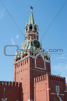 Moscow Kremlin, Red Square. Spasskaya clock tower 