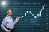 Businessman showing Stock market graph