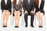business people waiting for job interview over white 