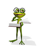 frog and books