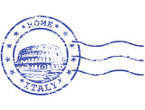 Shabby stamp with Colosseum - sights of Rom