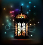 Arabic lantern with ornamental Pattern for Ramadan Kareem