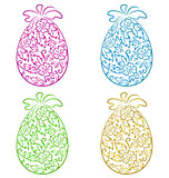Set ornamental eggs in floral style for Easter