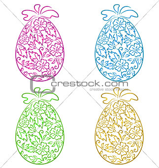 Set ornamental eggs in floral style for Easter