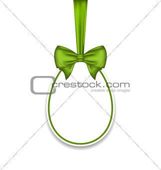 Easter paschal egg with green bow, isolated on white background